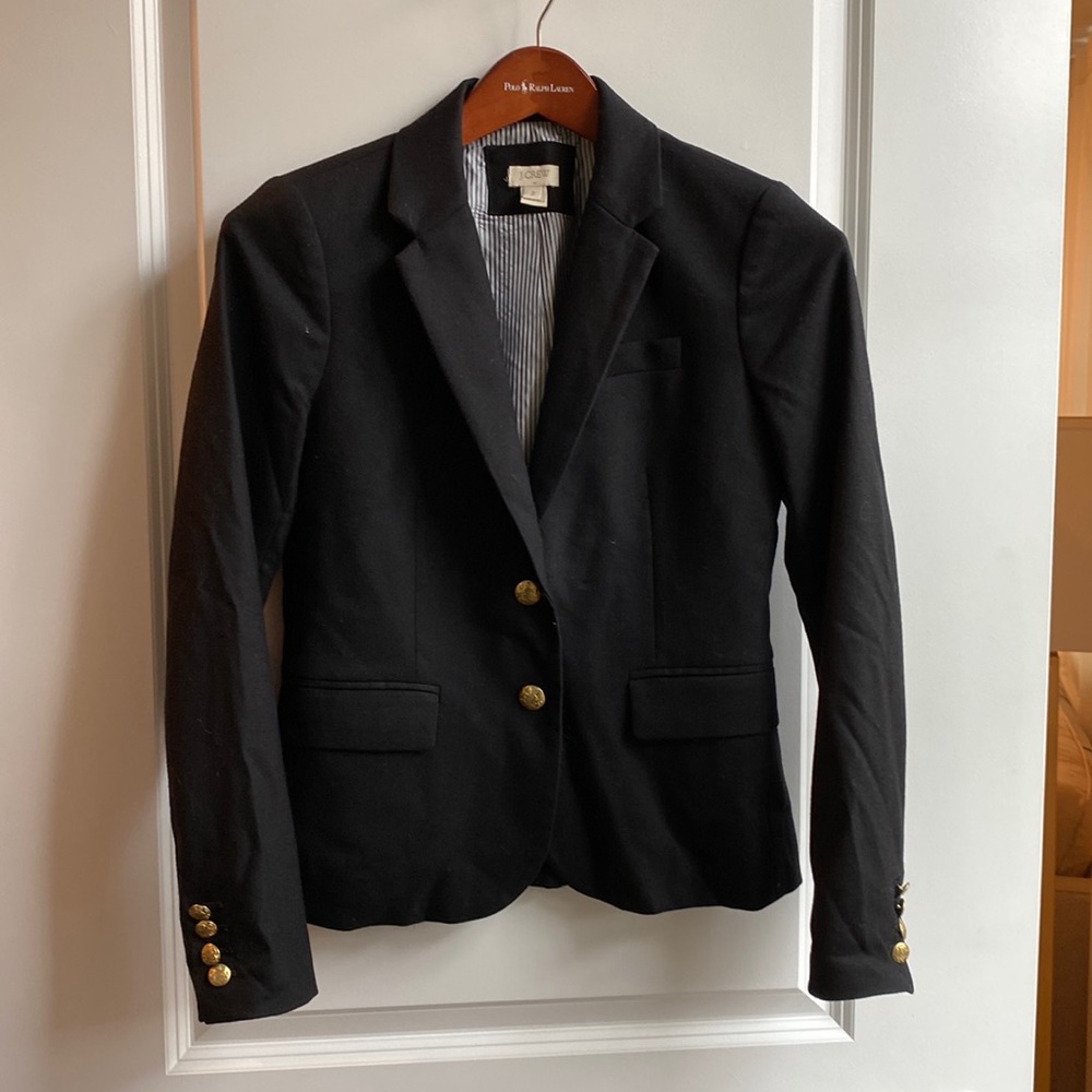 J. Crew black schoolboy blazer with gold buttons size 2